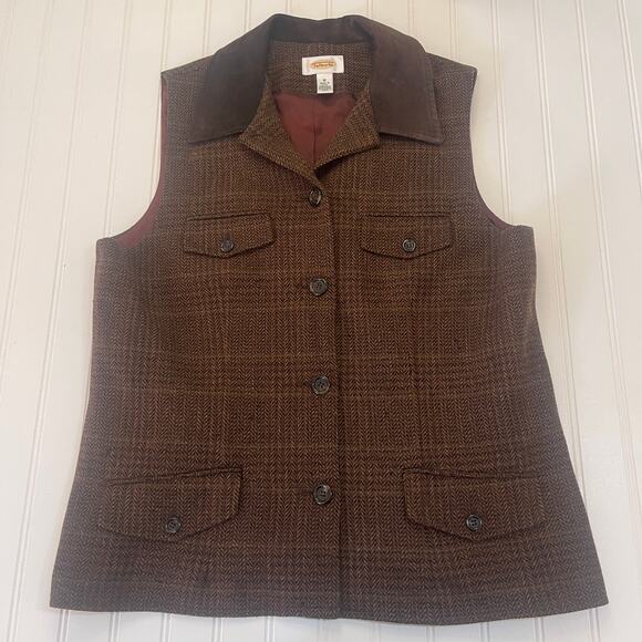 Talbots Jackets & Blazers - Vintage Talbots Houndstooth Lambswool Vest Suede Collar Made USA Womens Medium